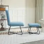 Butaca con Reposapiés Sillón para Lectura con Patas de Acero en Forma de Cruz Azul Claro