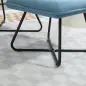 Butaca con Reposapiés Sillón para Lectura con Patas de Acero en Forma de Cruz Azul Claro