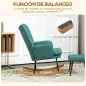 Silla Mecedora con Reposapiés Cojín Acolchado y Reposabrazos Carga 130 kg Verde Azulado