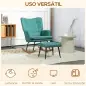 Silla Mecedora con Reposapiés Cojín Acolchado y Reposabrazos Carga 130 kg Verde Azulado
