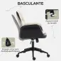 Silla de Escritorio Altura Ajustable con Función de Basculante y Reposabrazos Carga 120 kg Beige y Negro