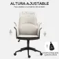 Silla de Escritorio Altura Ajustable con Función de Basculante y Reposabrazos Carga 120 kg Beige y Negro