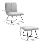 Butaca con Reposapiés Sillón para Lectura con Patas de Acero en Forma de Cruz Gris Claro