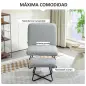 Butaca con Reposapiés Sillón para Lectura con Patas de Acero en Forma de Cruz Gris Claro