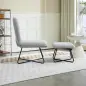 Butaca con Reposapiés Sillón para Lectura con Patas de Acero en Forma de Cruz Gris Claro