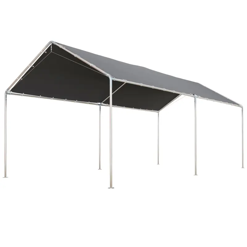 Carpa Garaje para Coche 3x6 m Cochera Portátil Impermeable con Toldo de Tela PE y Marco de Acero Galvanizado Gris