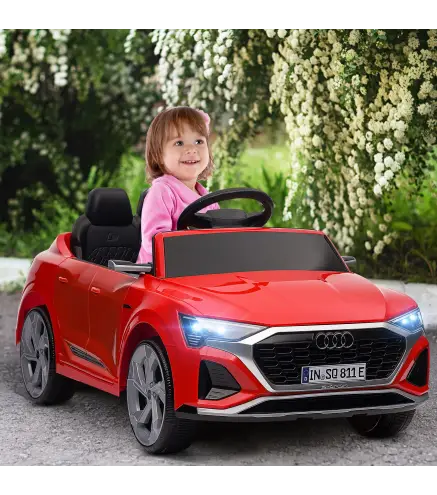 Coche Eléctrico para Niños Audi Q8 etron sportback con Batería 12V Mando a Distancia Faros Bocina y Música Rojo