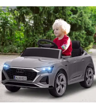 Coche Eléctrico para Niños Audi Q8 etron sportback con Batería 12V Mando a Distancia Faros Bocina y Música Gris