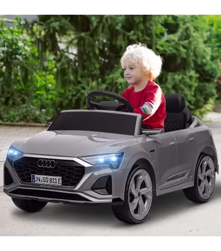 Coche Eléctrico para Niños Audi Q8 etron sportback con Batería 12V Mando a Distancia Faros Bocina y Música Gris