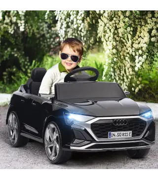 Coche Eléctrico para Niños Audi Q8 etron sportback con Batería 12V Mando a Distancia Faros Bocina y Música Negro