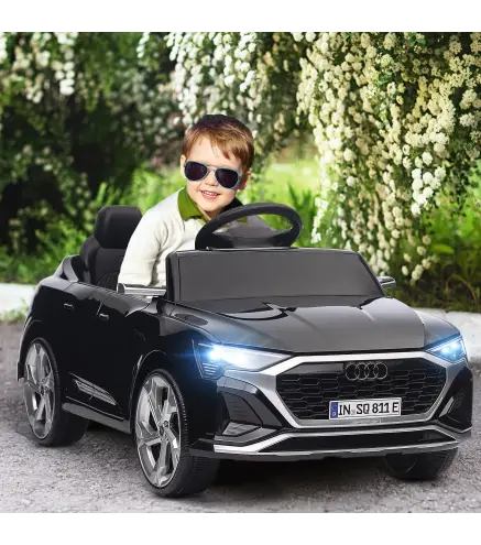 Coche Eléctrico para Niños Audi Q8 etron sportback con Batería 12V Mando a Distancia Faros Bocina y Música Negro