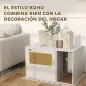 Mueble Arenero para Gatos Arenero para Gatos con Almohadilla para Rascar y Puerta de Ratán 80x50x50 cm Blanco