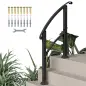 Barandilla de Escalera 71 cm con Kit de Instalación Ángulo Ajustable para 1-3 Escalones para Exterior Terraza Negro