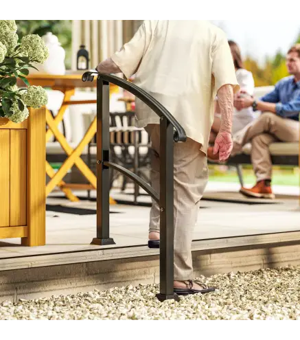 Barandilla de Escalera 71 cm con Kit de Instalación Ángulo Ajustable para 1-3 Escalones para Exterior Terraza Negro