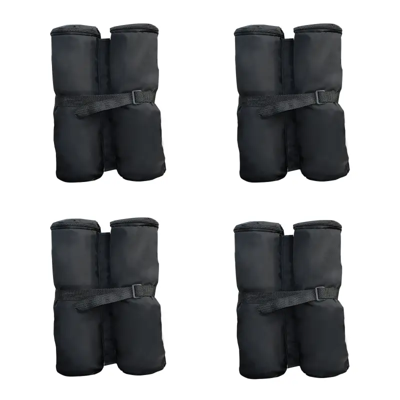 Pack de 4 Sacos de Lastre Rellenables para Carpa Tienda y Cenador Volumen Máx. 15kg Ø14x42 cm Color Negro