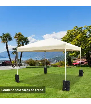 Pack de 4 Sacos de Lastre Rellenables para Carpa Tienda y Cenador Volumen Máx. 15kg Ø14x42 cm Color Negro