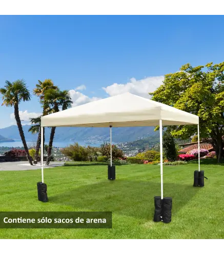 Pack de 4 Sacos de Lastre Rellenables para Carpa Tienda y Cenador Volumen Máx. 15kg Ø14x42 cm Color Negro