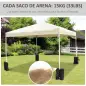 Pack de 4 Sacos de Lastre Rellenables para Carpa Tienda y Cenador Volumen Máx. 15kg Ø14x42 cm Color Negro