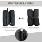 Pack de 4 Sacos de Lastre Rellenables para Carpa Tienda y Cenador Volumen Máx. 15kg Ø14x42 cm Color Negro