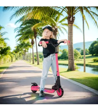 Patinete Eléctrico Plegable de +6 Años Motor 120 W Autonomía 6 KM MAX 10 KM/H Ruedas de 5" - 5,5" Altura Ajustable Rosa
