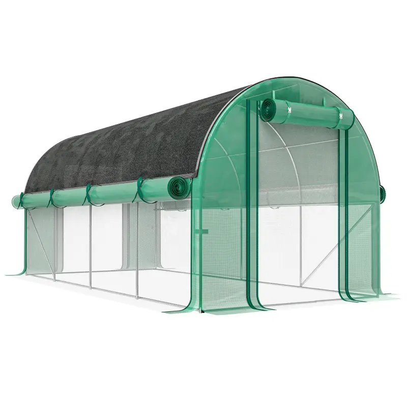 Invernadero de Túnel 4,5x2x2 m con Cubierta PE 140 g/m² Paredes Laterales Enrollables 8 Ventanas y 2 Puertas Verde Invernadero de Túnel 4,5x2x2 m con Cubierta PE 140 g/m² Paredes Laterales Enrollables 8 Ventanas y 2 Puertas Verde