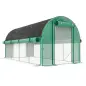 Invernadero de Túnel 4,5x2x2 m con Cubierta PE 140 g/m² Paredes Laterales Enrollables 8 Ventanas y 2 Puertas Verde