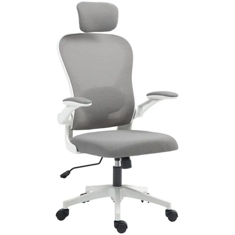 Silla de Escritorio de Malla Transpirable con Altura Ajustable Reposacabezas y Soporte Lumbar Ajustables Gris