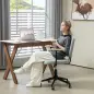 Silla de Oficina Moderna con Reposabrazos de Madera Asiento Ajustable y Ruedas para Oficina y Estudio 59x55x84-94cm Gris