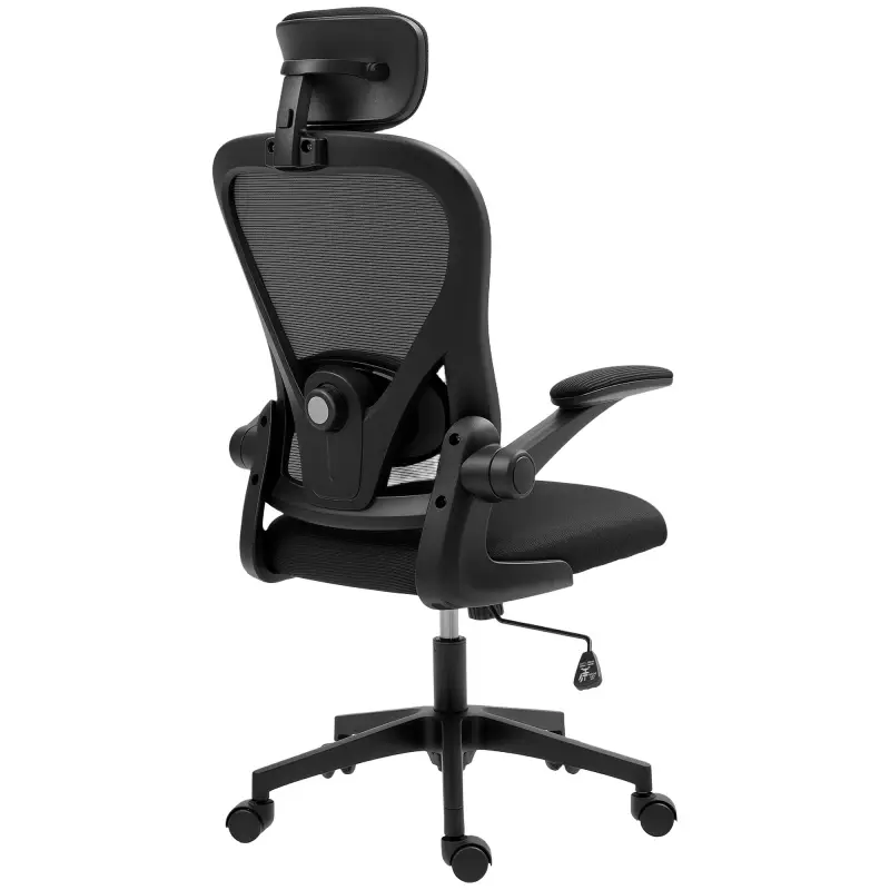 Silla de Escritorio de Malla Transpirable con Altura Ajustable Reposacabezas y Soporte Lumbar Ajustables Negro