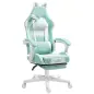 Silla Gamer Reclinable con Altura Ajustable Reposapiés Retráctil Soporte Lumbar y Reposacabezas Desmontable Verde Menta