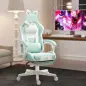 Silla Gamer Reclinable con Altura Ajustable Reposapiés Retráctil Soporte Lumbar y Reposacabezas Desmontable Verde Menta