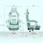 Silla Gamer Reclinable con Altura Ajustable Reposapiés Retráctil Soporte Lumbar y Reposacabezas Desmontable Verde Menta