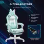 Silla Gamer Reclinable con Altura Ajustable Reposapiés Retráctil Soporte Lumbar y Reposacabezas Desmontable Verde Menta