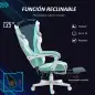 Silla Gamer Reclinable con Altura Ajustable Reposapiés Retráctil Soporte Lumbar y Reposacabezas Desmontable Verde Menta