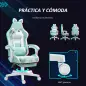Silla Gamer Reclinable con Altura Ajustable Reposapiés Retráctil Soporte Lumbar y Reposacabezas Desmontable Verde Menta