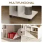 Mesa Auxiliar para Sofá Mesa Auxiliar en Forma de C con Ruedas Compartimentos Abiertos 40x30x69 cm Blanco