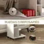 Mesa Auxiliar para Sofá Mesa Auxiliar en Forma de C con Ruedas Compartimentos Abiertos 40x30x69 cm Blanco