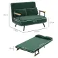 Sofá Cama Convertible 4 en 1 Sillón Cama 2 Plazas Plegable Respaldo Ajustable de 5 Niveles Almohadas 102x73x81cm Verde