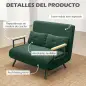 Sofá Cama Convertible 4 en 1 Sillón Cama 2 Plazas Plegable Respaldo Ajustable de 5 Niveles Almohadas 102x73x81cm Verde