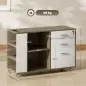 Mueble Archivador con Ruedas 3 Cajones Estación de Carga Cerradura y Estantes 100x40x65,5 cm Marrón Grisáceo