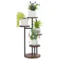 Soporte para Plantas de Madera y Acero de 5 Niveles con 5 Estantes Redondos Soporte para Macetas 43x43x70 cm Carbonizado Soporte para Plantas de Madera y Acero de 5 Niveles con 5 Estantes Redondos Soporte para Macetas 43x43x70 cm Carbonizado