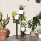 Soporte para Plantas de Madera y Acero de 5 Niveles con 5 Estantes Redondos Soporte para Macetas 43x43x70 cm Carbonizado Soporte para Plantas de Madera y Acero de 5 Niveles con 5 Estantes Redondos Soporte para Macetas 43x43x70 cm Carbonizado