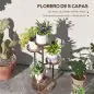 Soporte para Plantas de Madera y Acero de 5 Niveles con 5 Estantes Redondos Soporte para Macetas 43x43x70 cm Carbonizado Soporte para Plantas de Madera y Acero de 5 Niveles con 5 Estantes Redondos Soporte para Macetas 43x43x70 cm Carbonizado