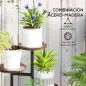 Soporte para Plantas de Madera y Acero de 5 Niveles con 5 Estantes Redondos Soporte para Macetas 43x43x70 cm Carbonizado Soporte para Plantas de Madera y Acero de 5 Niveles con 5 Estantes Redondos Soporte para Macetas 43x43x70 cm Carbonizado