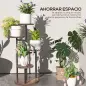 Soporte para Plantas de Madera y Acero de 5 Niveles con 5 Estantes Redondos Soporte para Macetas 43x43x70 cm Carbonizado Soporte para Plantas de Madera y Acero de 5 Niveles con 5 Estantes Redondos Soporte para Macetas 43x43x70 cm Carbonizado