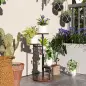 Soporte para Plantas de Madera y Acero de 5 Niveles con 5 Estantes Redondos Soporte para Macetas 43x43x70 cm Carbonizado Soporte para Plantas de Madera y Acero de 5 Niveles con 5 Estantes Redondos Soporte para Macetas 43x43x70 cm Carbonizado