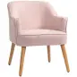 Butaca de Salón Moderna Sillón Individual Tapizado en Lino con Patas de Madera Carga 120 kg 64,5x65x79,5 cm Rosa