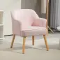 Butaca de Salón Moderna Sillón Individual Tapizado en Lino con Patas de Madera Carga 120 kg 64,5x65x79,5 cm Rosa