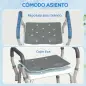 Taburete de ducha con Altura Ajustable para Personas Mayores o con Movilidad Reducida 52x45x69 cm Asiento Blanco y Gris