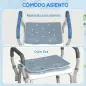 Taburete de ducha con Altura Ajustable para Personas Mayores o con Movilidad Reducida 52x45x69 cm Asiento Blanco y Azul